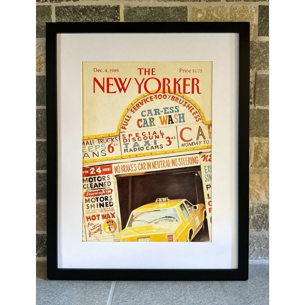 Framed 1989 The New Yorker Magazine Cover December 4 Car Wash Ann McCarthy